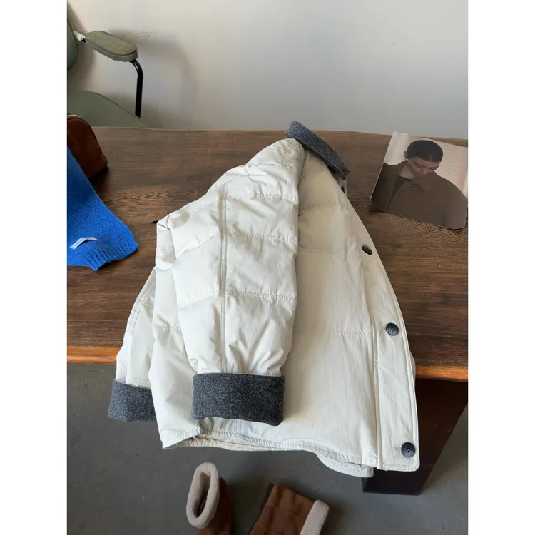 奶呼呼温柔撞色单排扣翻领棉服外套女冬季2025新款宽松百搭面包服