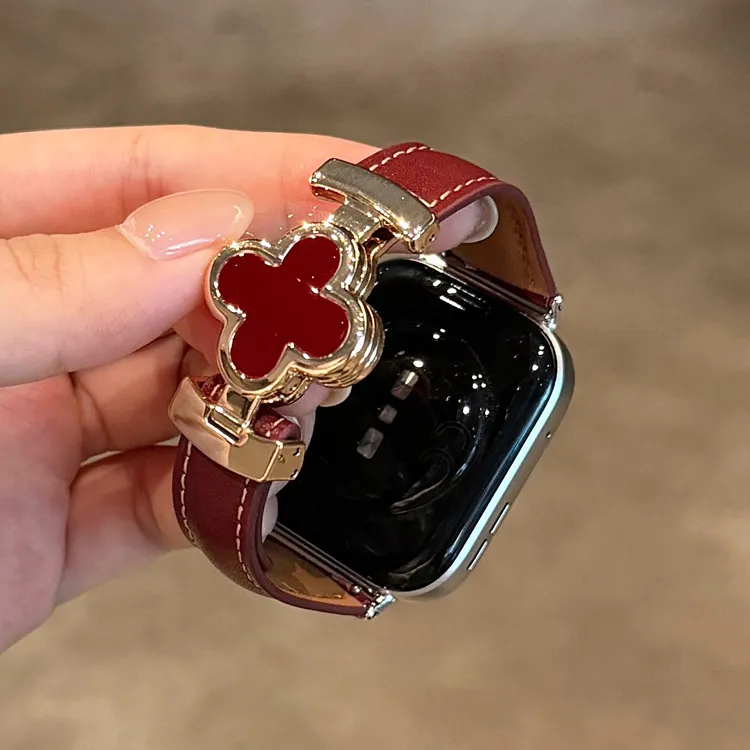 适用华为四叶草磁吸扣皮质手表表带watch3watch4FIT34GT4GT5pro女