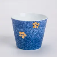 [ZM]大咖杯 牛仔蓝描金 桃花纹 220ml