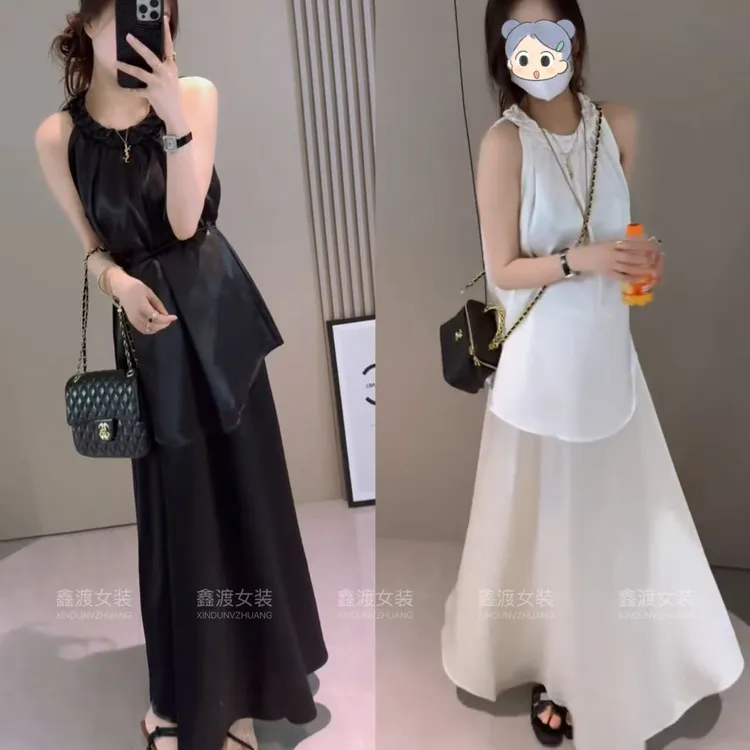 2025夏季新款时尚显瘦气质女士网红洋气两件套百搭款D5865