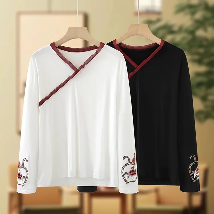 2025秋季新款古典文艺新中式国风打底绣花上衣小衫
