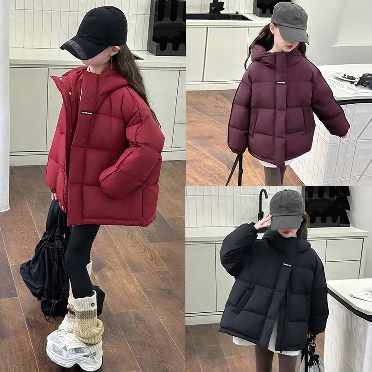 巴拉开门红羽绒服女款2026新款女童冬装白鸭绒韩版洋气儿童冬季加