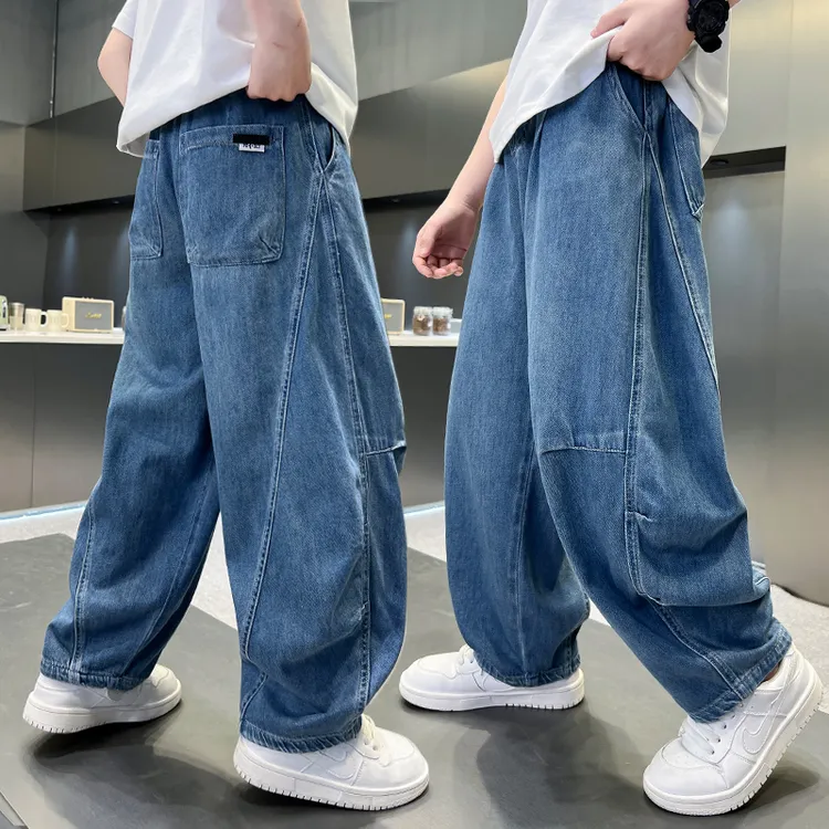 男童牛仔裤夏季薄款宽松2025中大童休闲韩版长裤儿童夏装洋气潮流