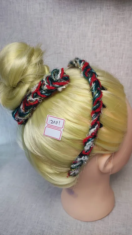 12001圣诞混线发箍，送BB夹时尚百搭复古编织红色简约彩色民族风