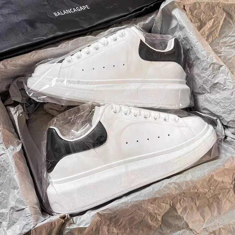 官方正品过验麦昆小白鞋男女款2025新款真皮厚底增高百搭休闲板鞋