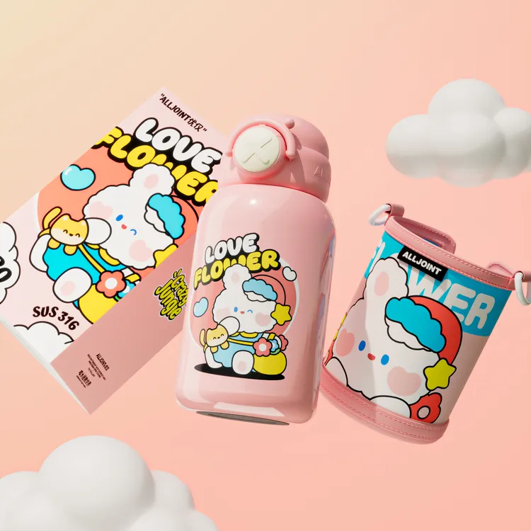 ALL-JOINT/优仅蹦蹦萌趣杯布套保温杯高颜值儿童便携吸管保温杯