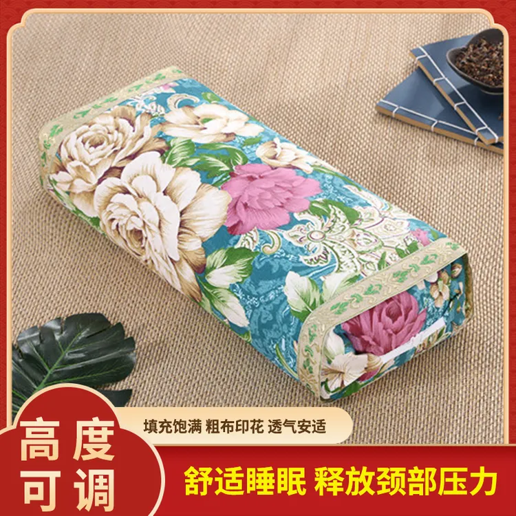 艾草宫廷枕高低可调一枕两用方型枕透气老粗布棉麻侧枕艾草枕头