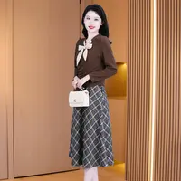 优雅新款气质时尚大气减龄休闲收腰咖色显瘦连衣裙27945