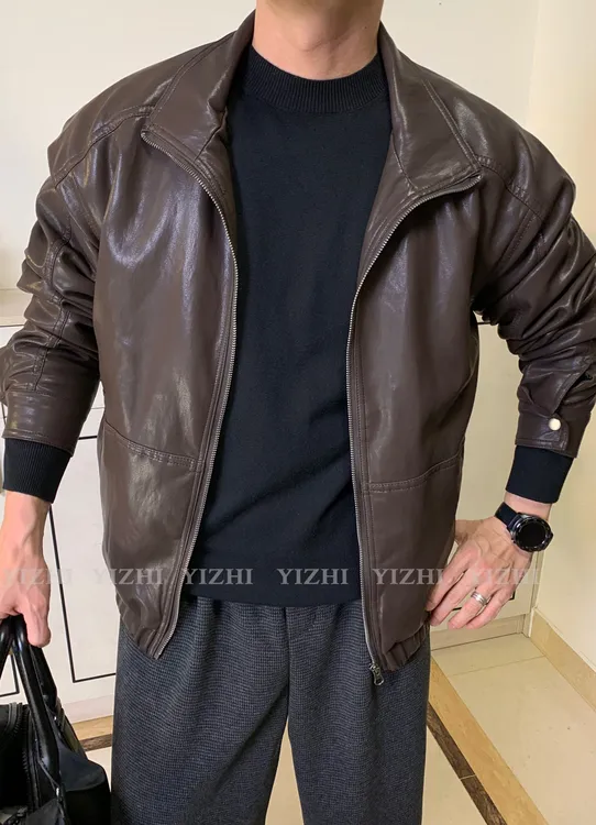 【昆仑煮雪-城市系列】25冬季通勤立领加绒夹克百搭柔软搭皮衣外套