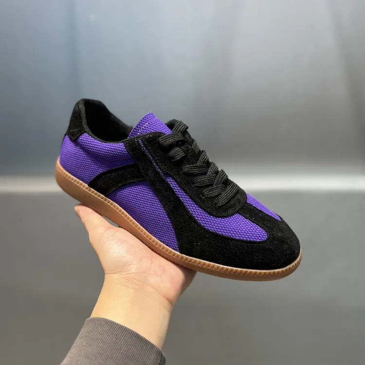 翻毛皮真皮网面透气德训鞋基佬紫天青色酒红色黑色男士潮流休闲鞋