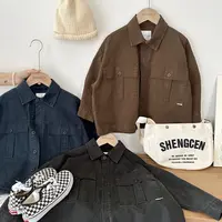 阿又秋季童装男童儿童中大童日系纯色潮流衬衫99080Q