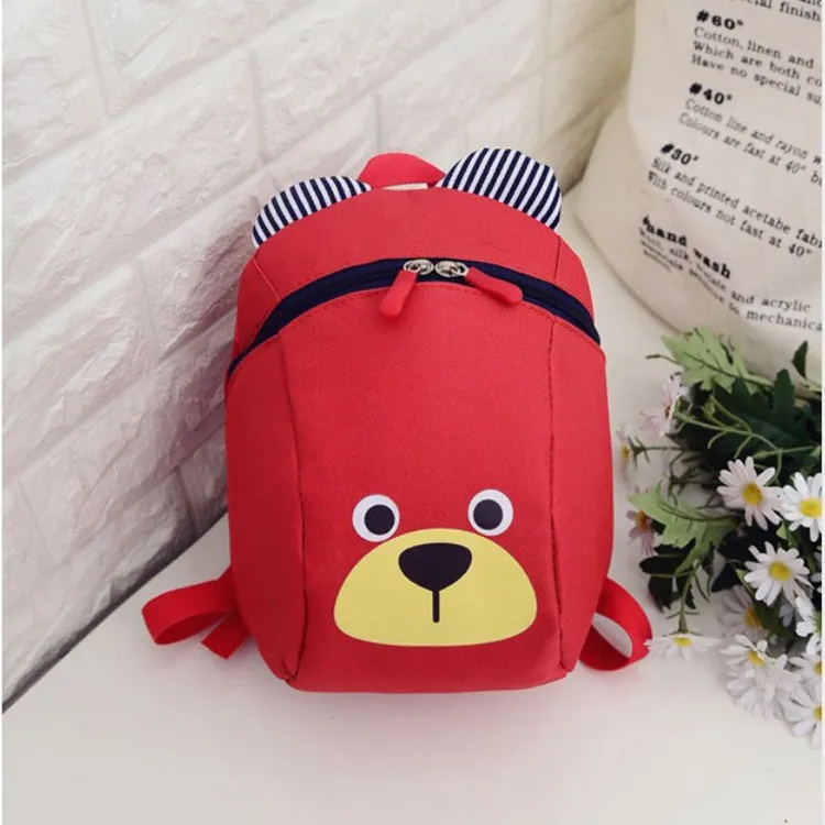 幼儿园儿童小熊背包22*26厘米尼龙面料带防丢绳