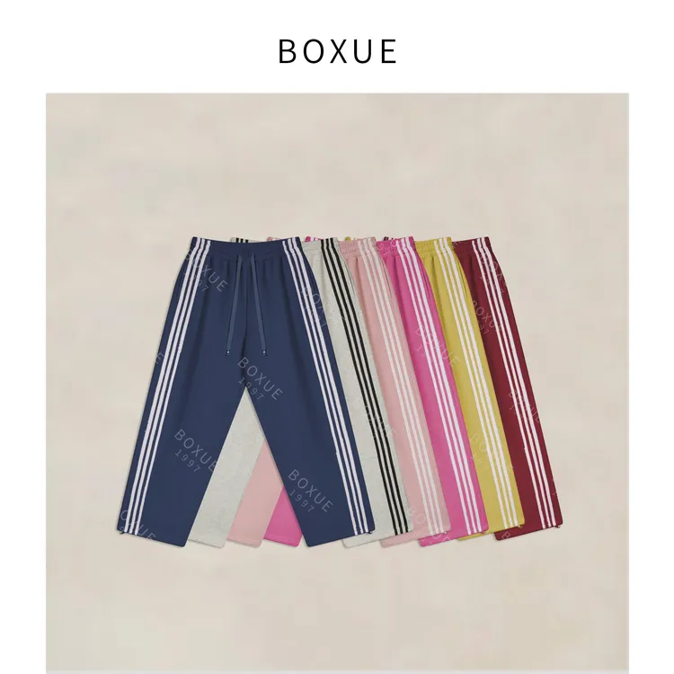 BOXUE“拾光者”2025秋冬杠条高克数加绒校服裤卫裤#251119K6782