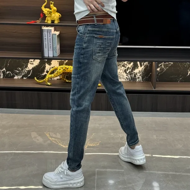 88976-男士时尚欧货百搭修身小脚加绒弹力牛仔裤