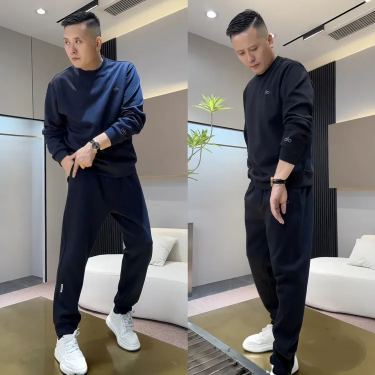 秋季爆款高档简约时尚休闲运动套装男潮流长袖圆领卫衣卫裤两件套