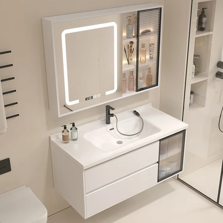 喜鹊欢现代简约浴室柜组合洗手洗脸盆卫生间陶瓷一体盆卫浴洗漱台