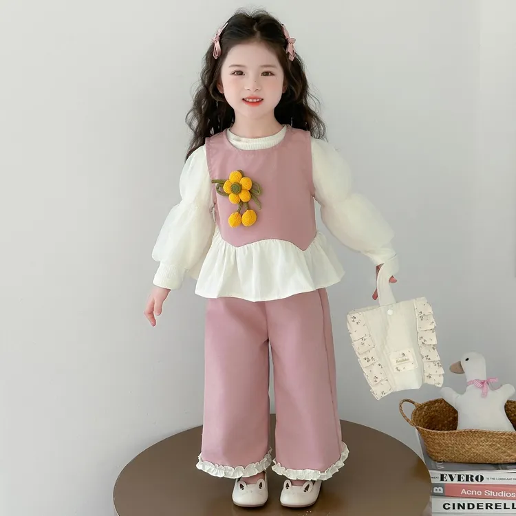 女童春秋款套装2025新款洋气时髦儿童牛仔韩版向日葵女宝宝秋装