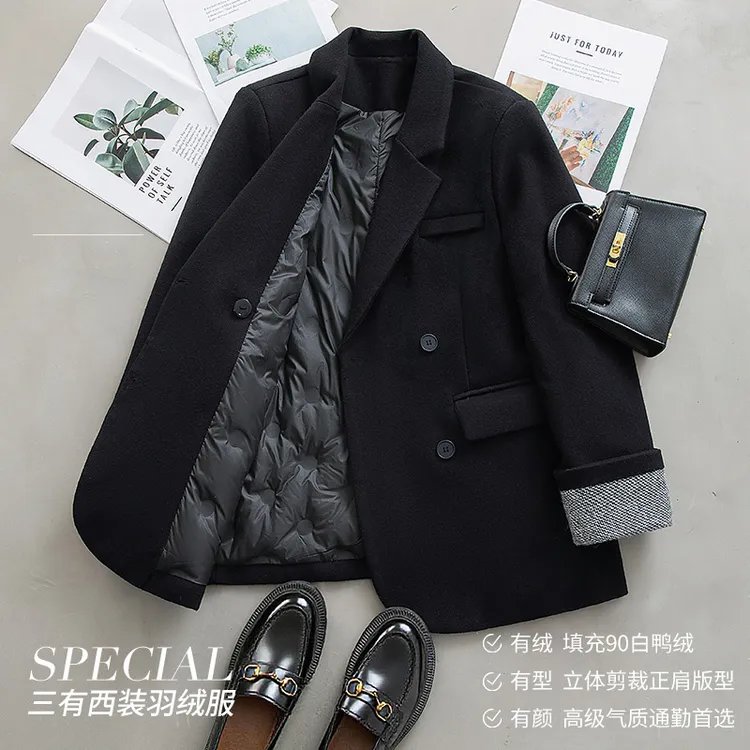 丝柏舍2025冬装新款女装90绒显瘦不臃肿西装外套羽绒服S53B2579Y
