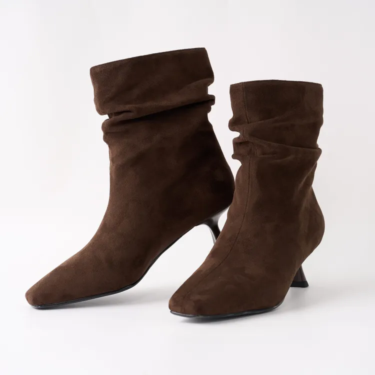 西子/【牧云】5CM方头磨砂绒面时尚舒适防滑堆堆靴/NXQLM001