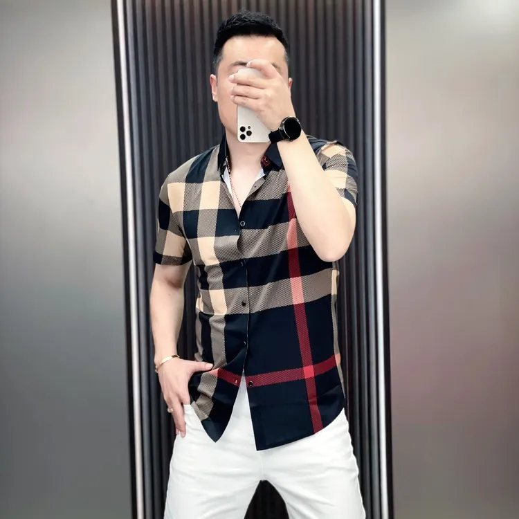 法帝卡尔克夏季新款短袖衬衫男士时尚潮流休闲修身条纹T恤欧货