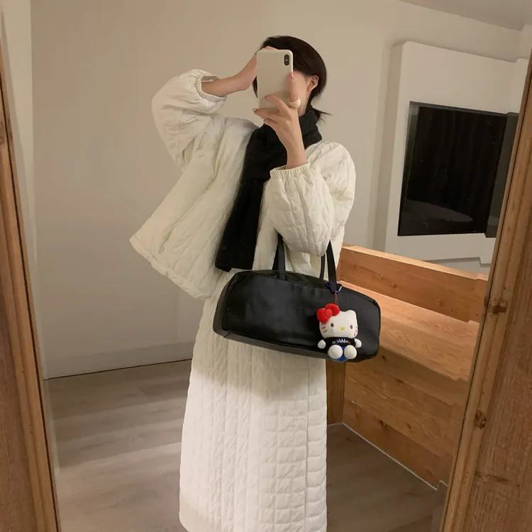 Z079#韩系百搭2025秋冬新款洋气棉服上衣搭半身裙小个子两件套