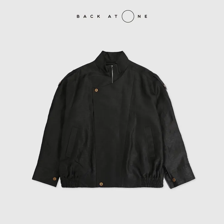 BackAtOne “琥珀之旅”奢雅宽松廓形香云纱机车外套 BFS-1BC096B-K