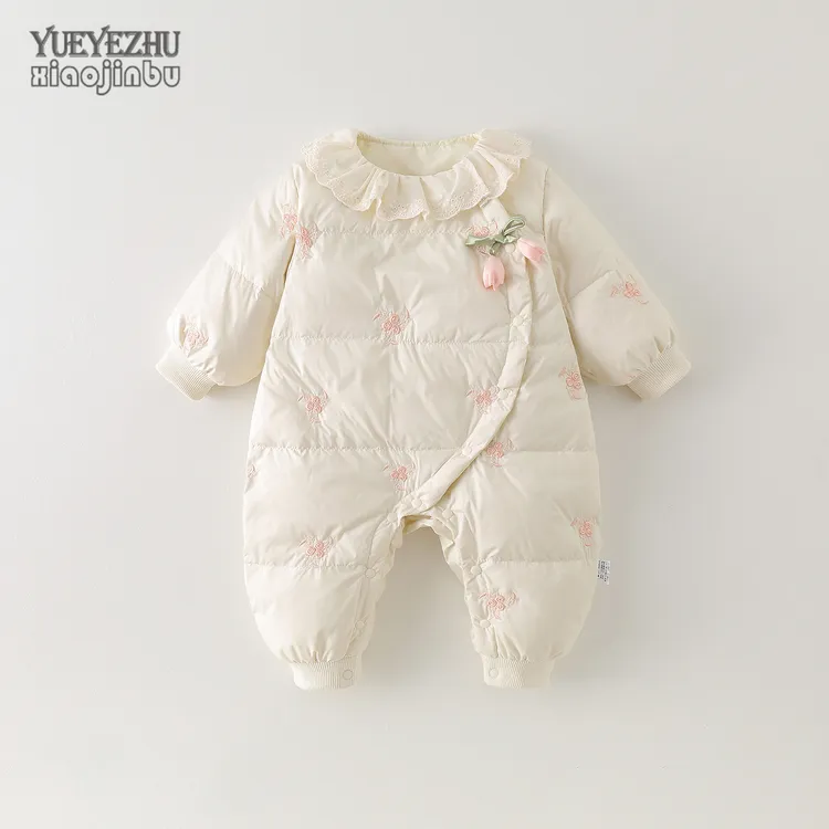 韩系婴儿轻薄羽绒服秋冬白鸭绒外套女宝宝连体衣冬季保暖外出哈衣