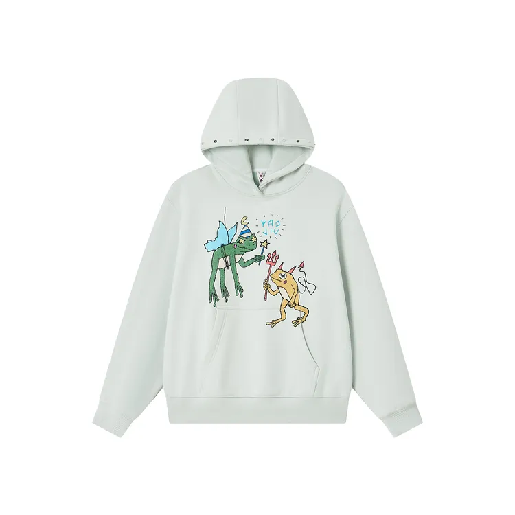 药九玖柒“魔法青蛙”触感发泡印花加绒帽衫男女卫衣/1997邮政局