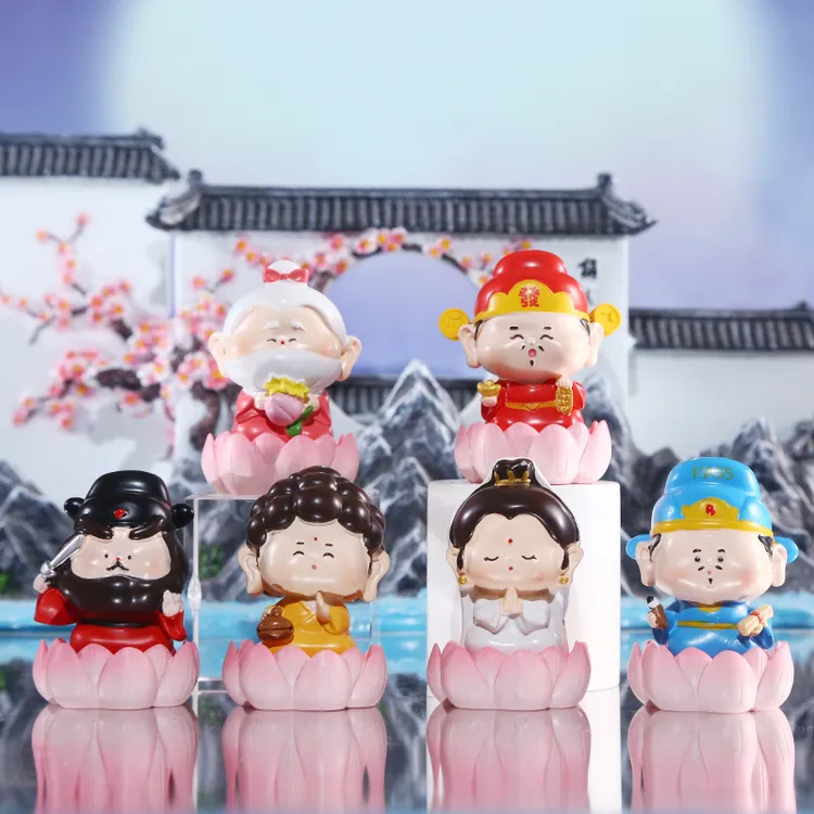 小神仙财神月老桌面小摆件可爱办公室创意装饰卡通公仔汽车摆件新