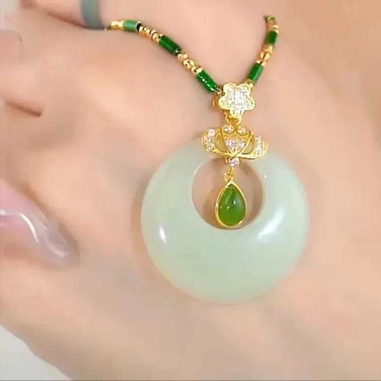 铜合金石英石吊坠 【平安扣】水滴形高档气质妈妈款商品图