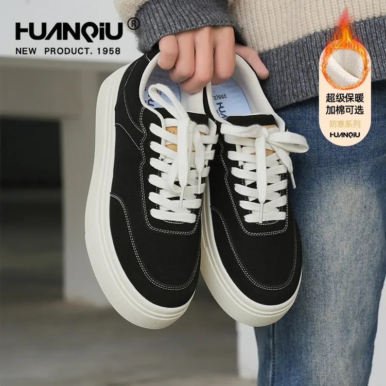 环球情侣款厚底增高板鞋子男款秋冬保暖男鞋防滑帆布鞋休闲运动鞋商品图