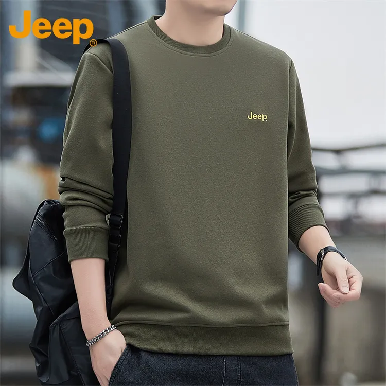 Jeep吉普男士卫衣春秋新款百搭圆领套头潮流休闲长袖t恤宽松上衣
