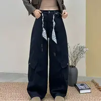 设计感腰带工装裤阔腿裤时尚炸街休闲裤031