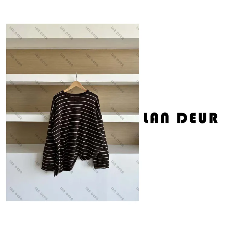 JIUJIU【摇曳旋律】绵羊毛时尚气质条纹圆领套头经典秋冬针织衫女