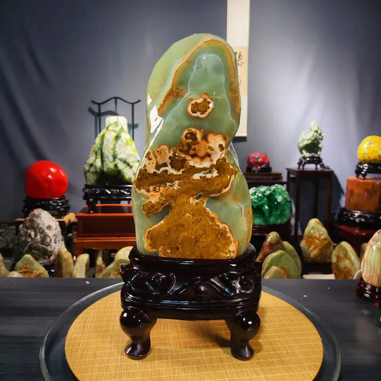 玉石奇石摆件适用于家居客厅书房玄关博古架摆设