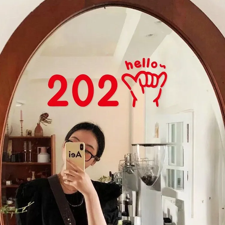 2026手势可爱新年贴纸 圣诞装饰女装店铺自拍照镜子布置橱窗贴画
