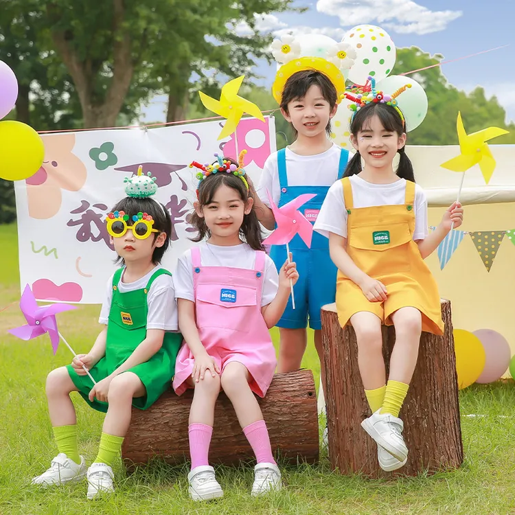 女童背带裤套装夏装儿童洋气时髦短袖男女孩夏季休闲两件套演出服