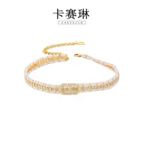 卡赛琳carsailn/ 镀K金 金银配色山茶花项链 1355