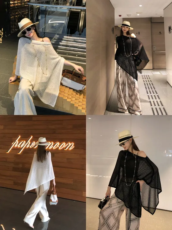 婉君【亚麻披肩】夏季法式慵懒风气质露肩薄款斗篷上衣LWJ25C3T2127