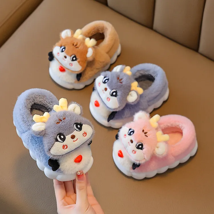宝宝棉拖鞋秋冬男童卡通棉拖室内家居小孩包跟女冬季保暖儿童棉鞋