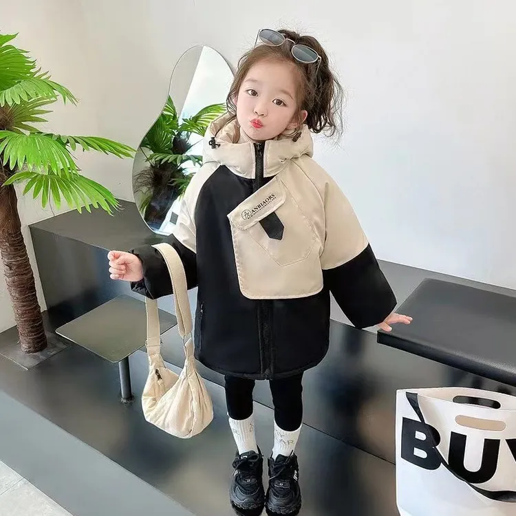 女童棉服中长款女宝冬装洋气2025新款女童外套冬季加厚女孩衣服