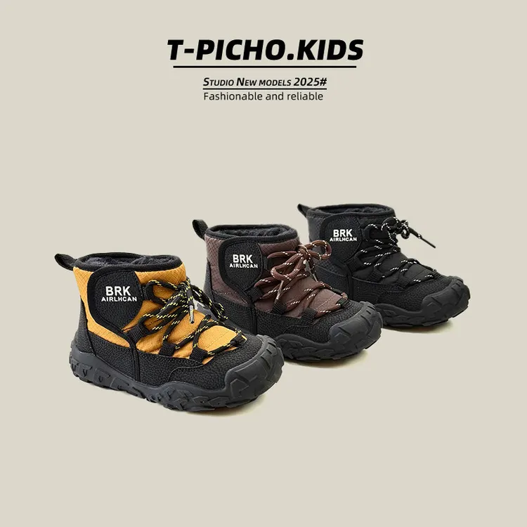 儿童雪地靴2025冬季新款男女童防水加绒保暖棉鞋户外雪地靴-25677