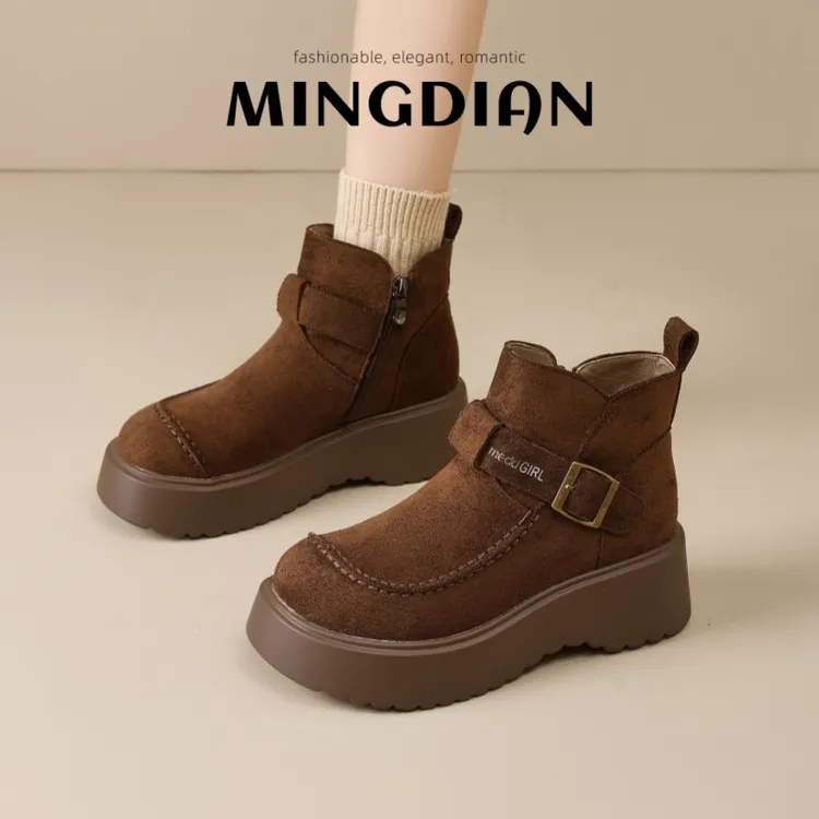 MEDD/名典2025秋冬新款百搭马丁靴女英伦风厚底增高短靴加绒可选