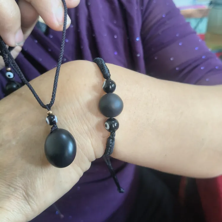 手工制作编制 黑石头 手链