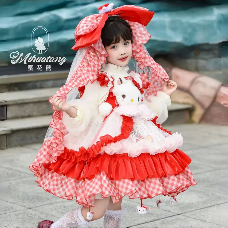 凯蒂猫公主裙2025新款洋气儿童连衣裙春秋装小女孩蓬蓬裙假日出行