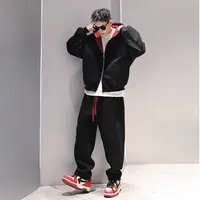 MAODALAI开衫落肩袖常规连帽纯色拉链卫衣男装ins情侣男士