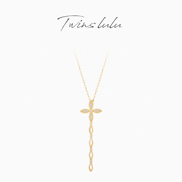 TWINS LULU气质高级感四叶十字架流苏项链TSJ7956