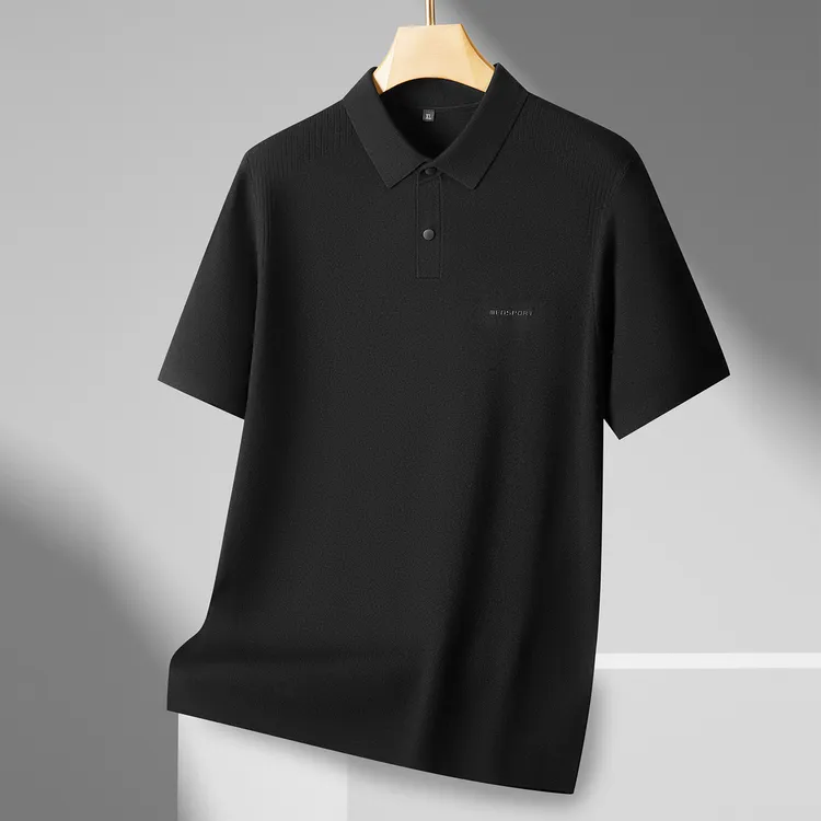 轻奢短袖毛衣针织衫男加肥加大码宽松翻领POLO衫秋冬胖人打底衫