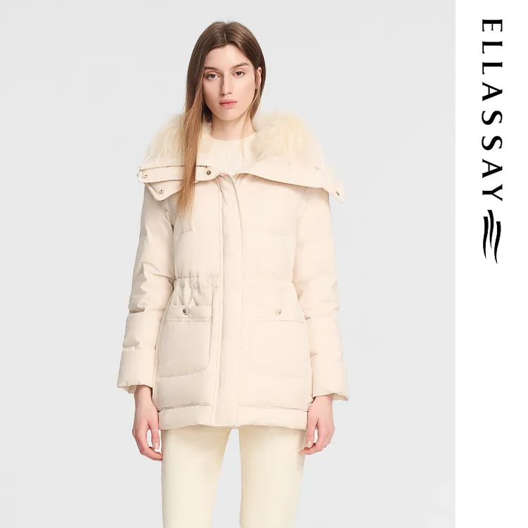 ELLASSAY歌力思冬季新款简约带毛领连帽鹅绒女EWE354L00700