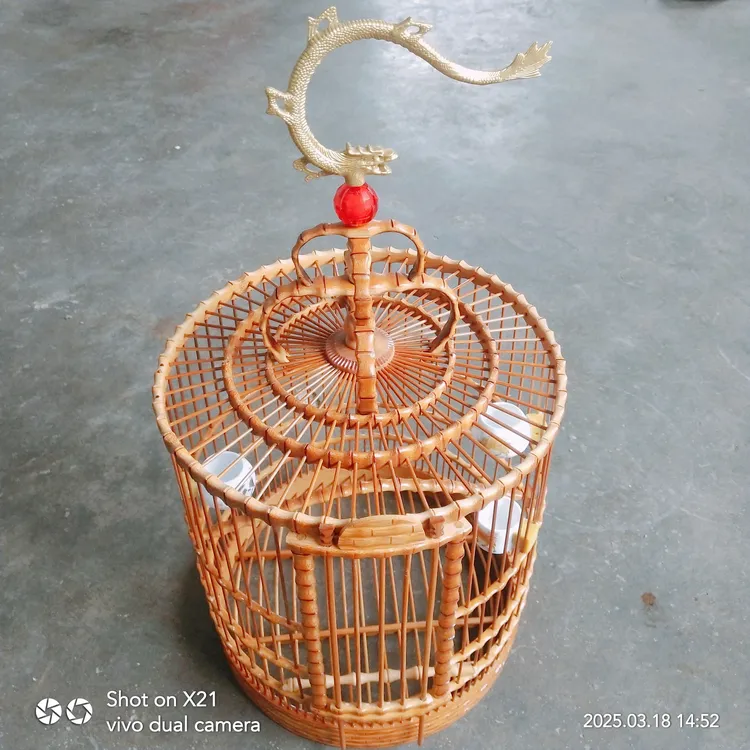 精品平底竹节笼，直径26公分黄豆鸟笼云南凯里黄豆鸟笼黄豆鸟笼